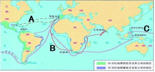 閱讀下列材料:請回答:材料一新航路開辟示意圖:(1)根據(jù)材料一&ldquo;新航路開辟示意圖&rdquo;中寫出A、B、C三條航線的開辟者分別是誰?(2)簡述新航路的開辟對世界歷史的發(fā)展產(chǎn)生了怎樣_作業(yè)幫